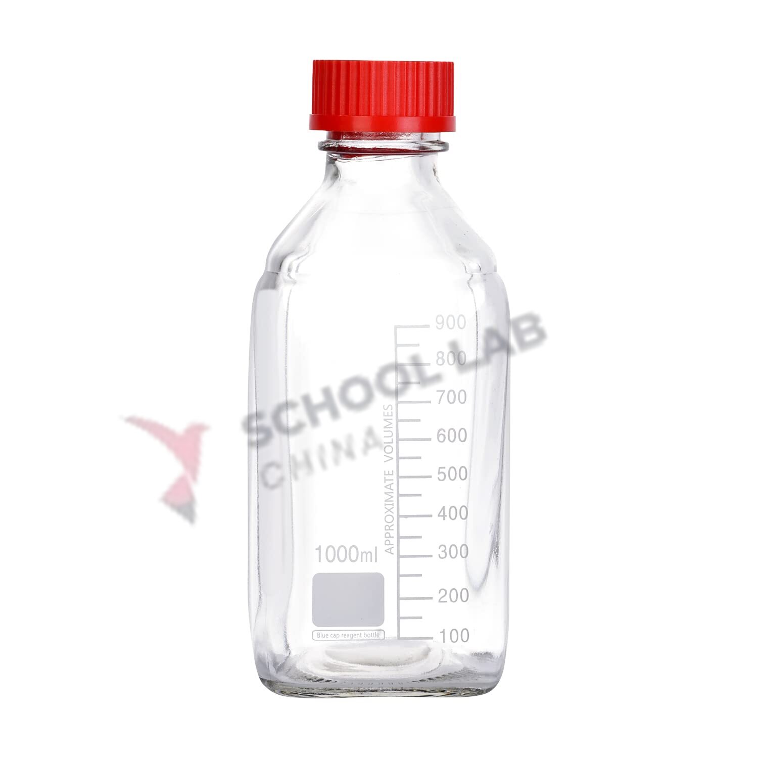 Screw Top Reagent Bottle - Clear/Red Cap - 1000ml
